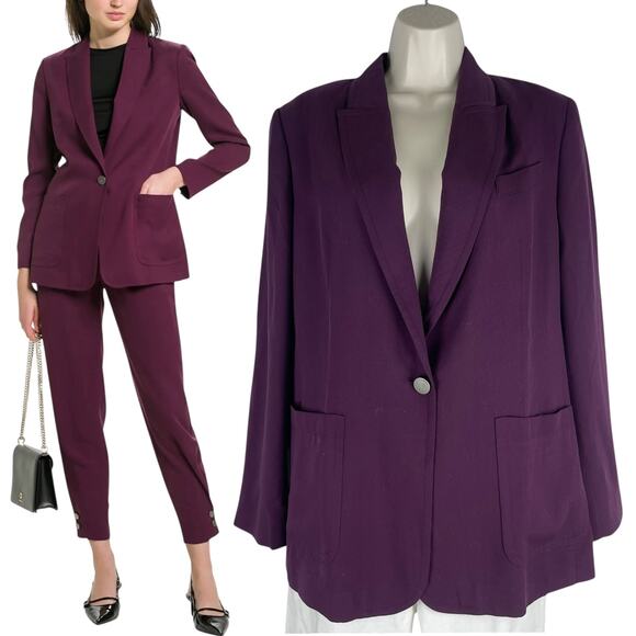 Ted Baker Kclara Relax Fit Blazer Jacket Patch Pocket Purple Size 3/ 8 - Picture 1 of 11